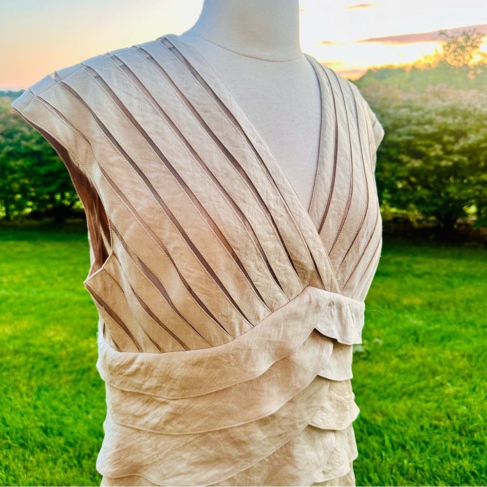 David’s Bridal Tiered Champagne Gold Shimmer Gown - Picture 10 of 15